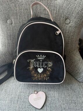 Juicy Couture Black Backpack with Pale Pink Trim